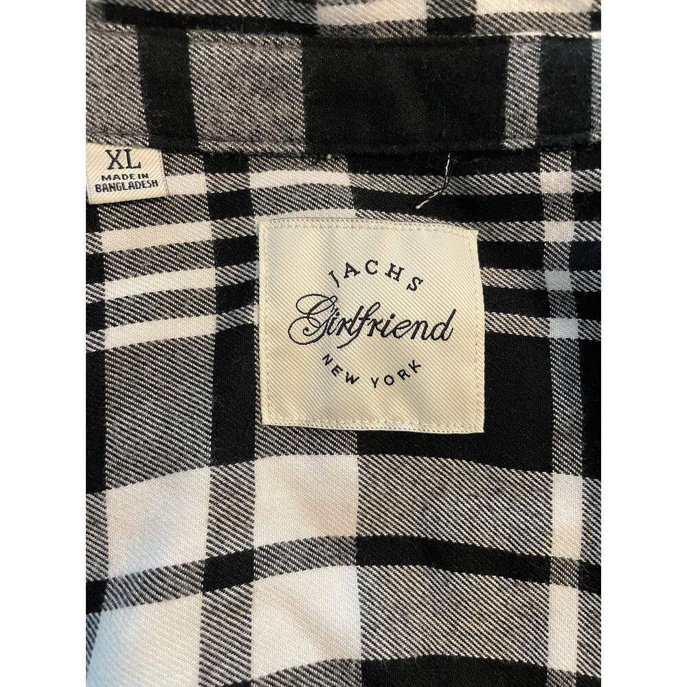 JACHS Girlfriend New York Black White Plaid Button Down Shirt XL Oversized - Picture 3 of 7